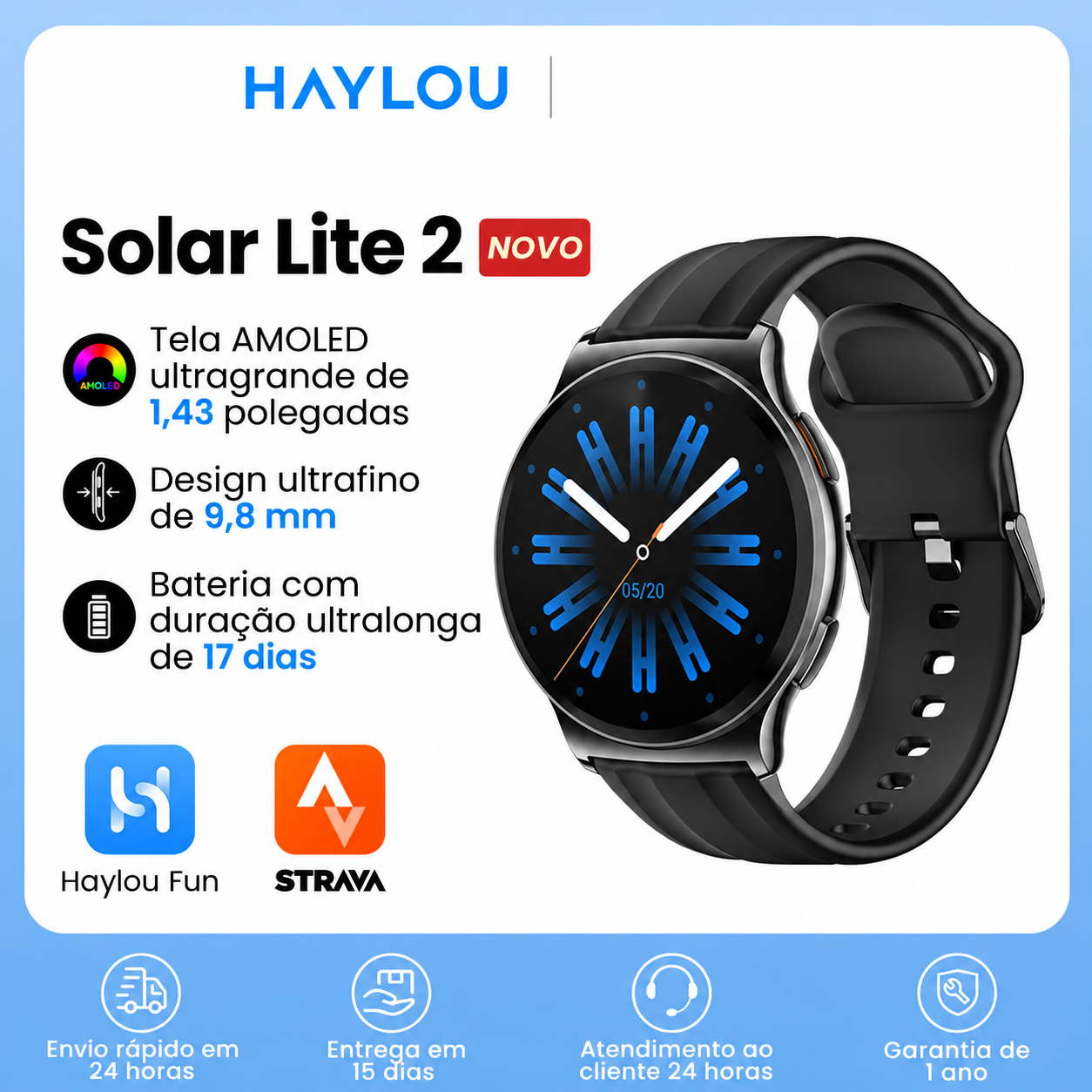 Haylou Solar Lite 2 – Smartwatch Completo